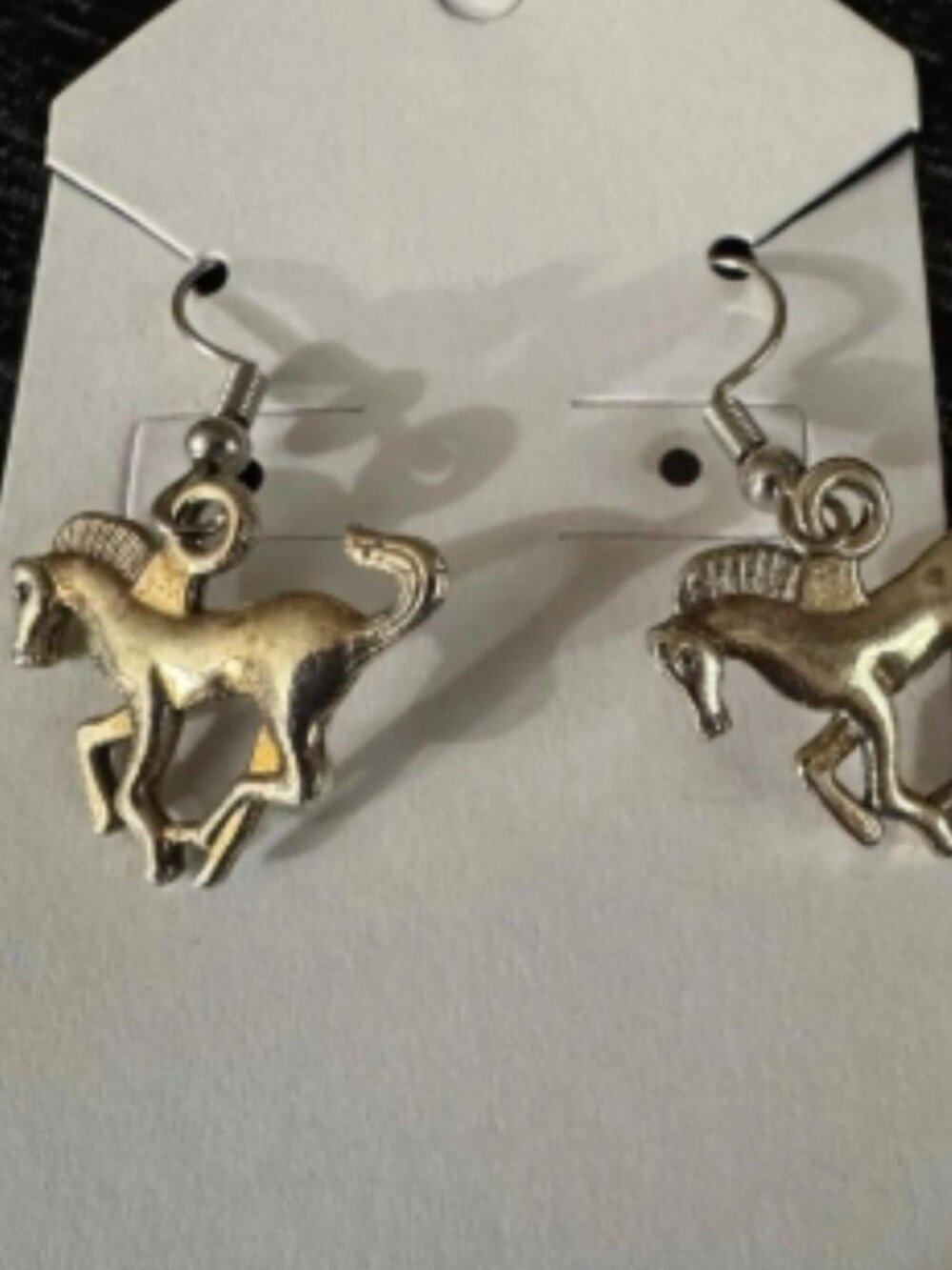 handmade silver-tone dangle horse earrings